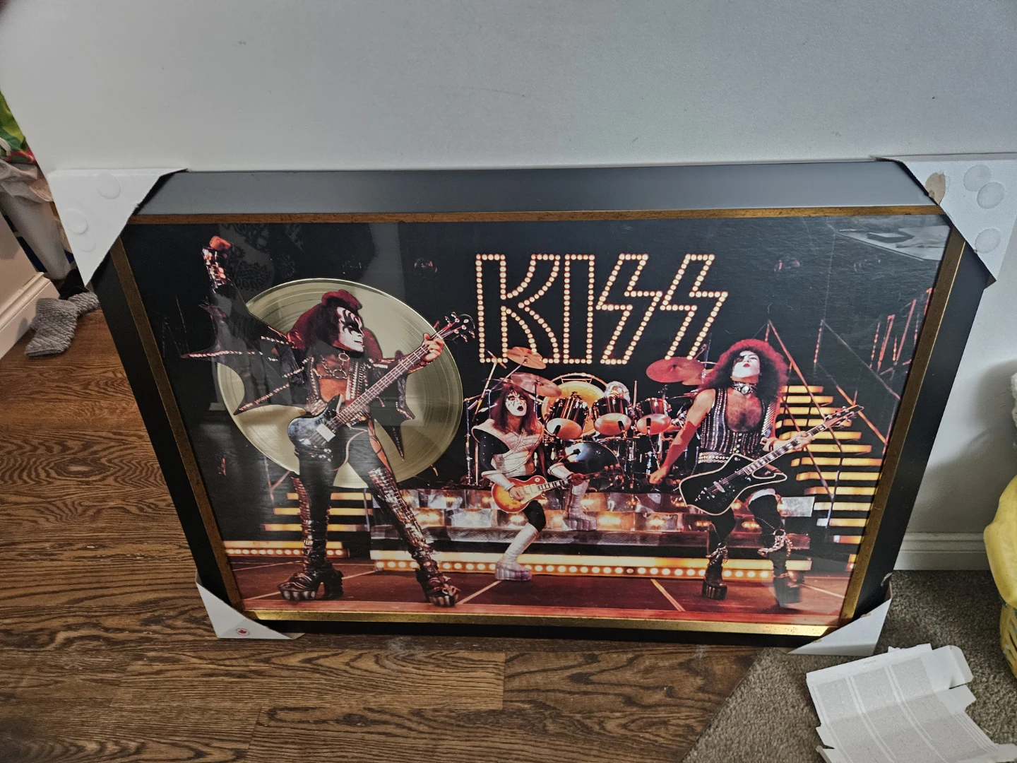 KISS On Stage Framed Print with Gold Record
