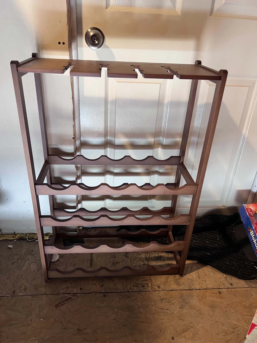 Wooden Wine Rack with Stemware Holder