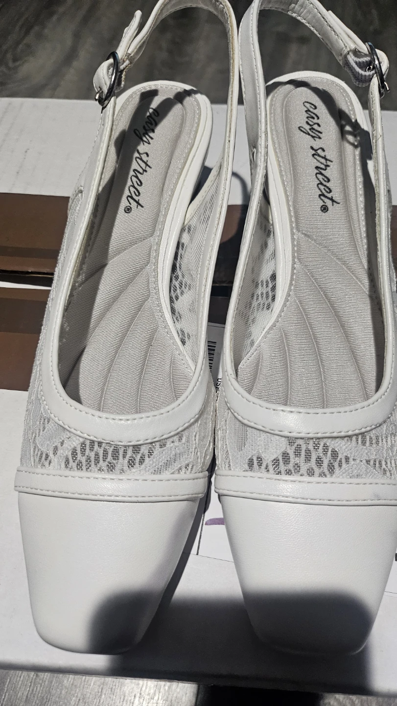Easy Street White Lace Slingback Heels