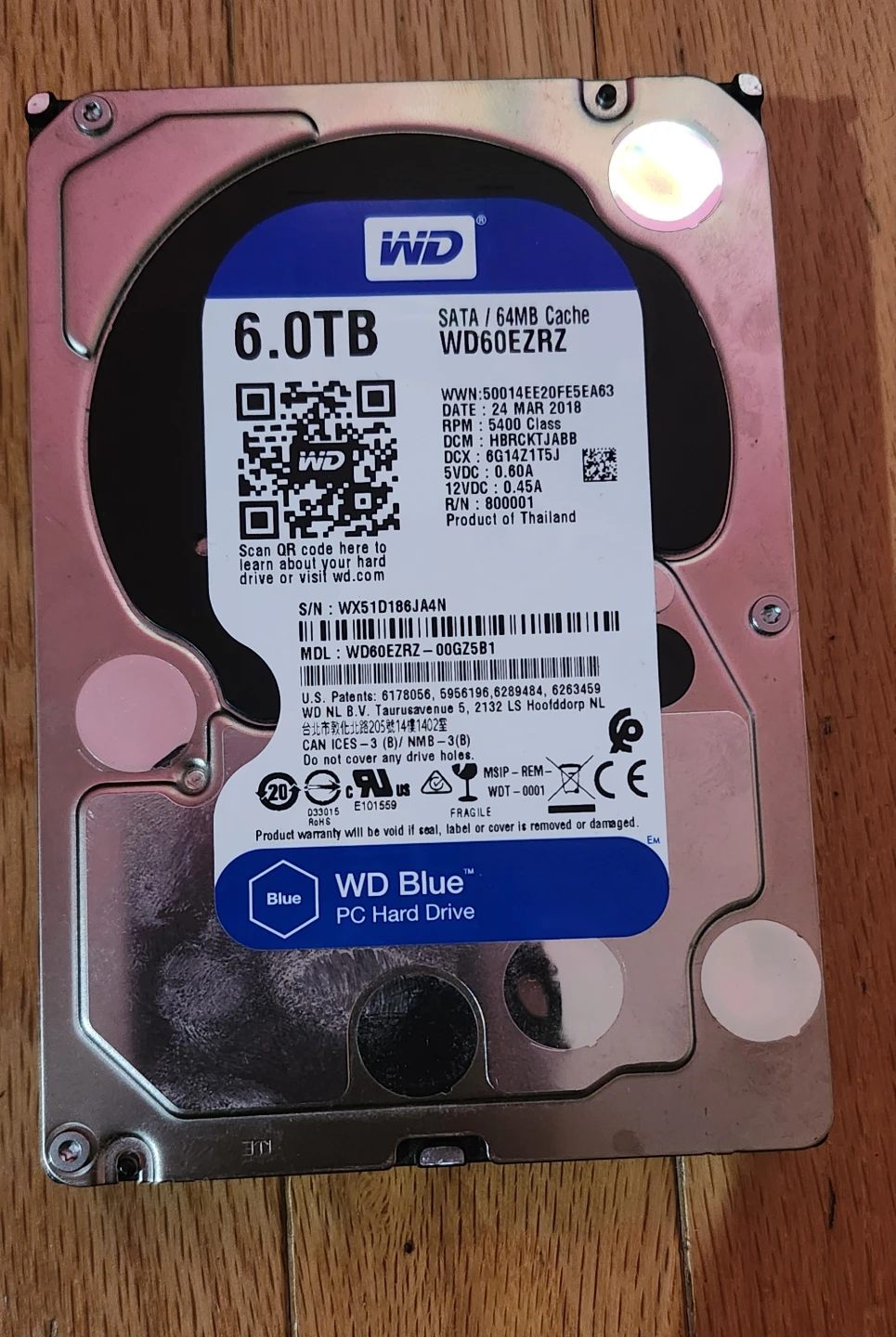 WD Blue 6TB Hard Drive - (Didn't pass the SMART test)
