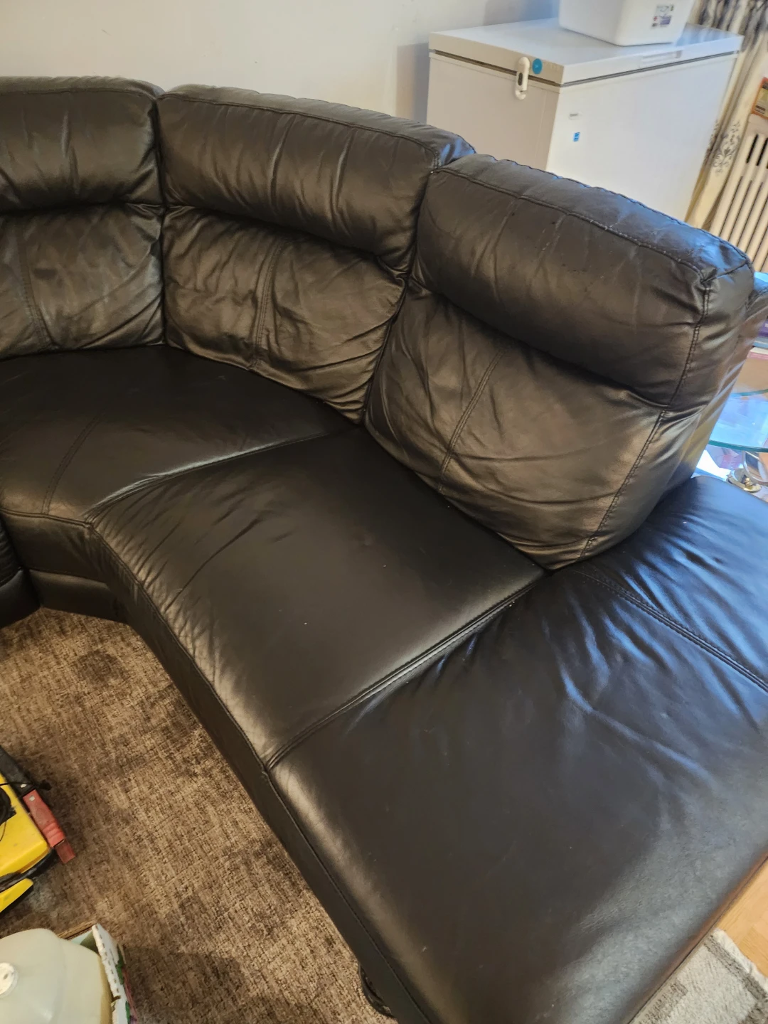 Black Leather Sectional Sofa - photo 2