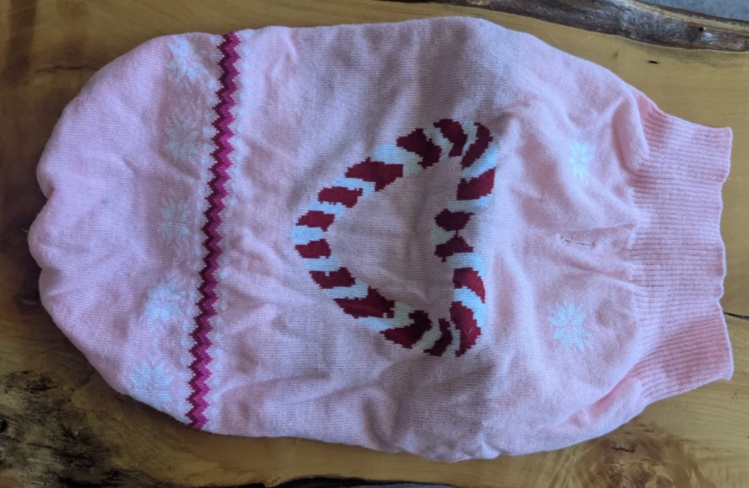 Pink Candy Cane Dog Sweater