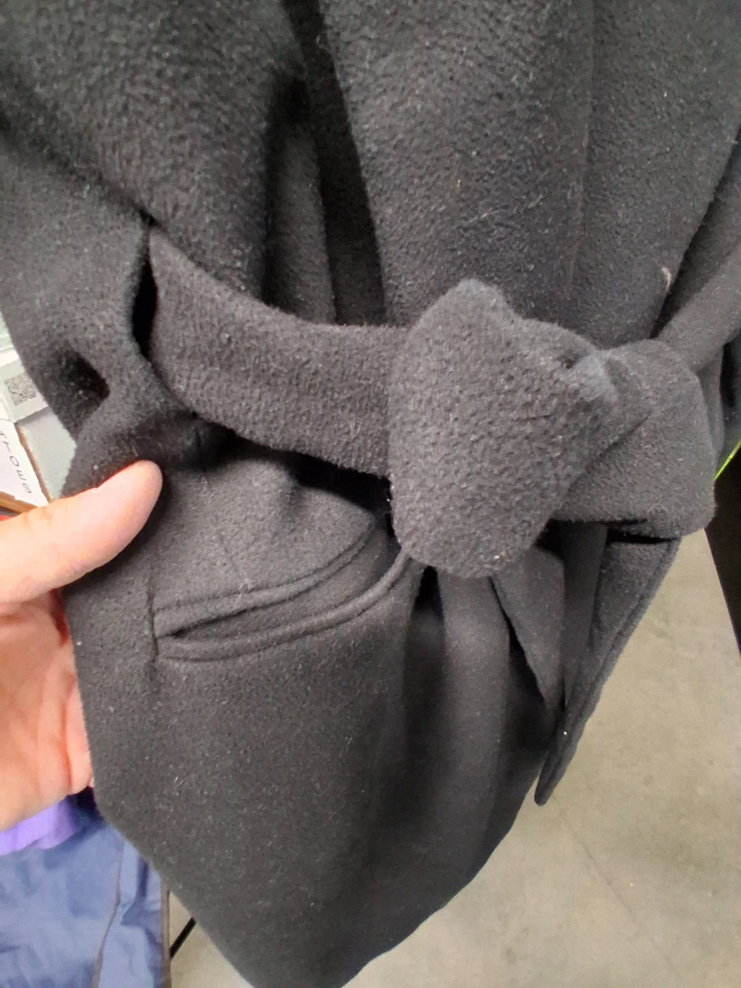 W.NAVY Black Wool-Blend Tie-Waist Coat - photo 3