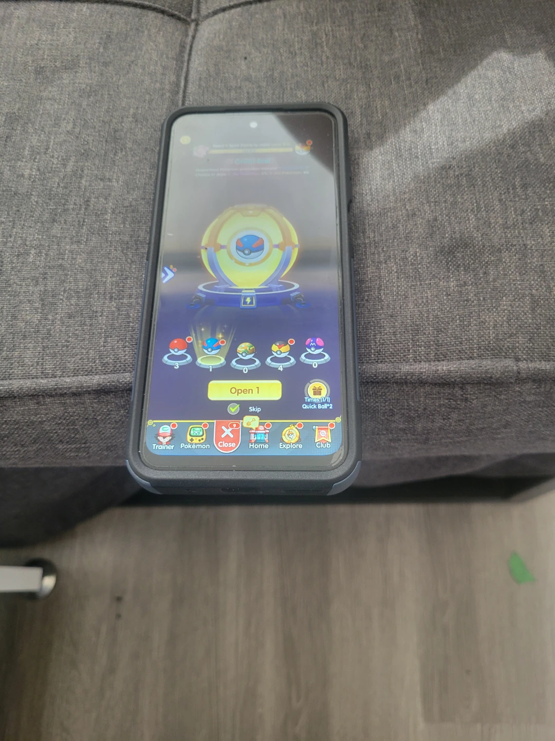 Smartphone in black protective case