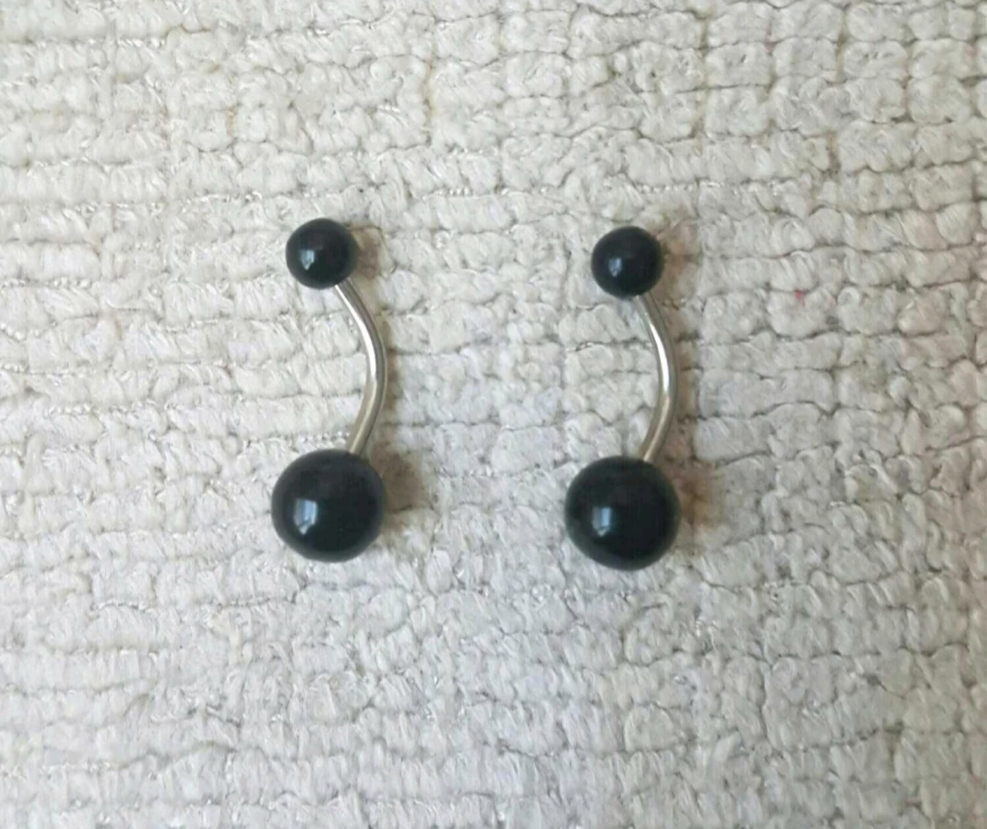 New Black Ball Barbell Earrings
