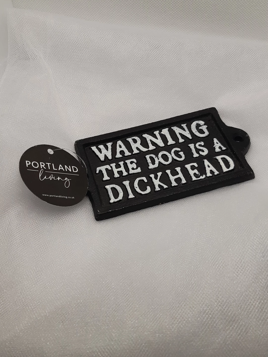 13cm Cast Iron Sign -" Warning The Dog is a Dickhead" - photo 5