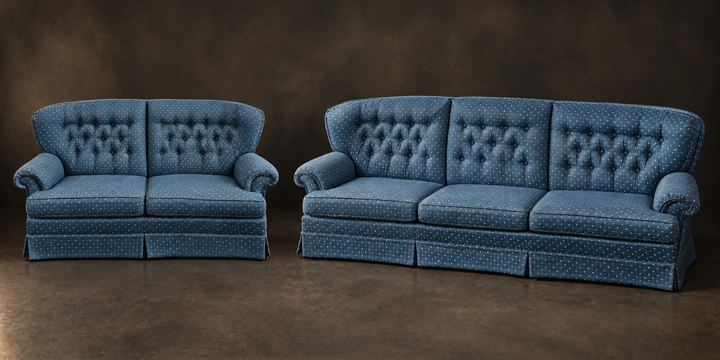 Blue Dotted Tufted Sofa - photo 5