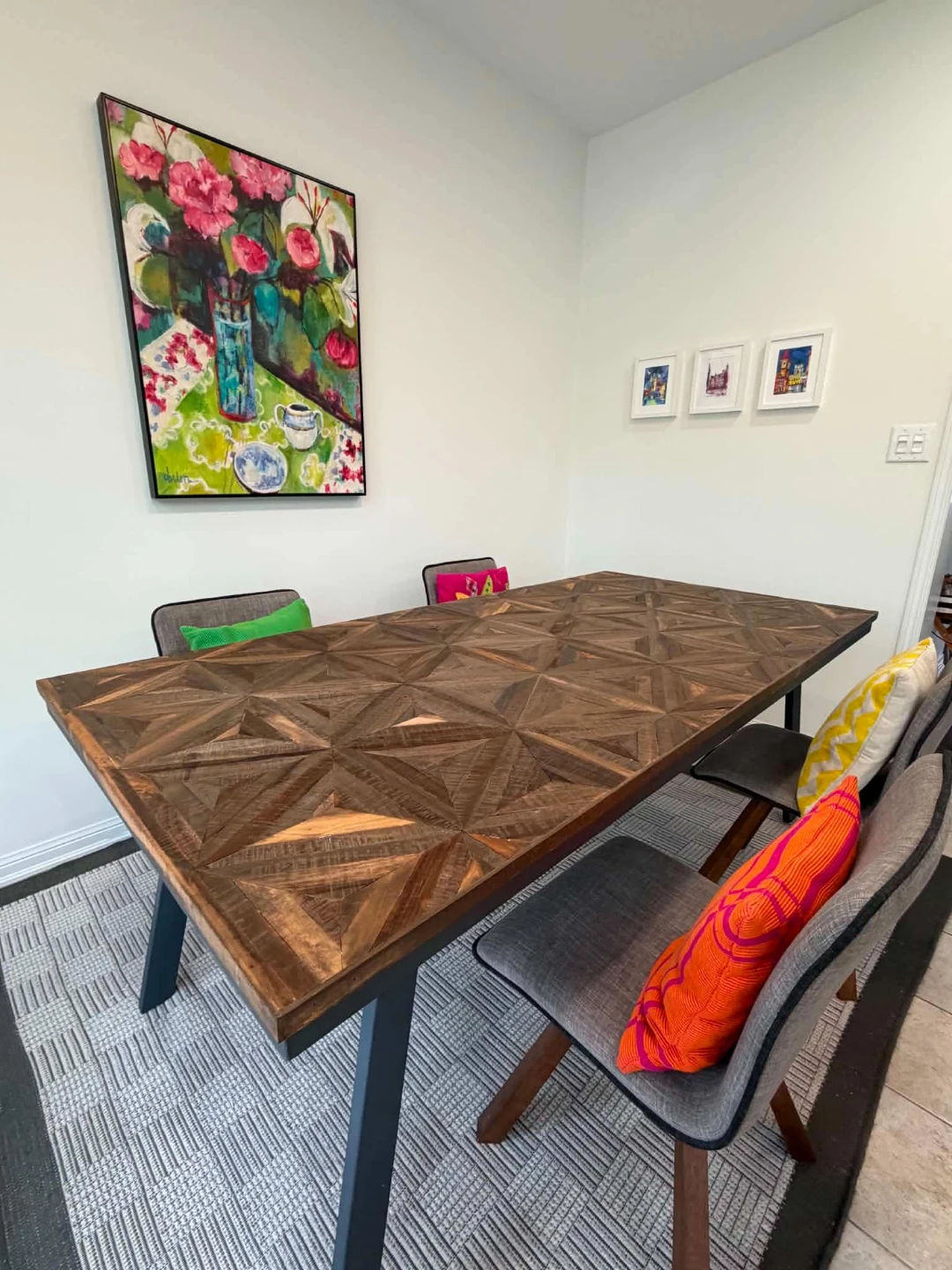 Patterned Wooden Dining Table