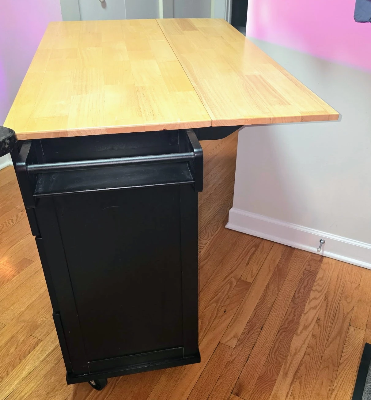 Black Kitchen Island Cart with Drop Leaf