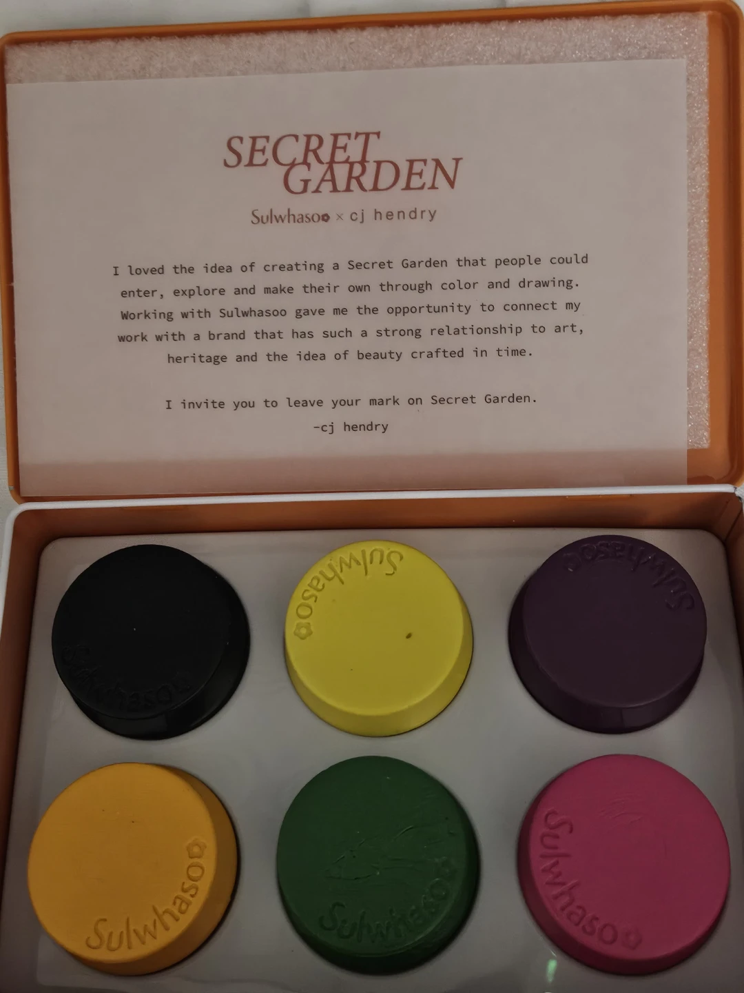 Sulwhasoo x CJ Hendry Secret Garden crayons