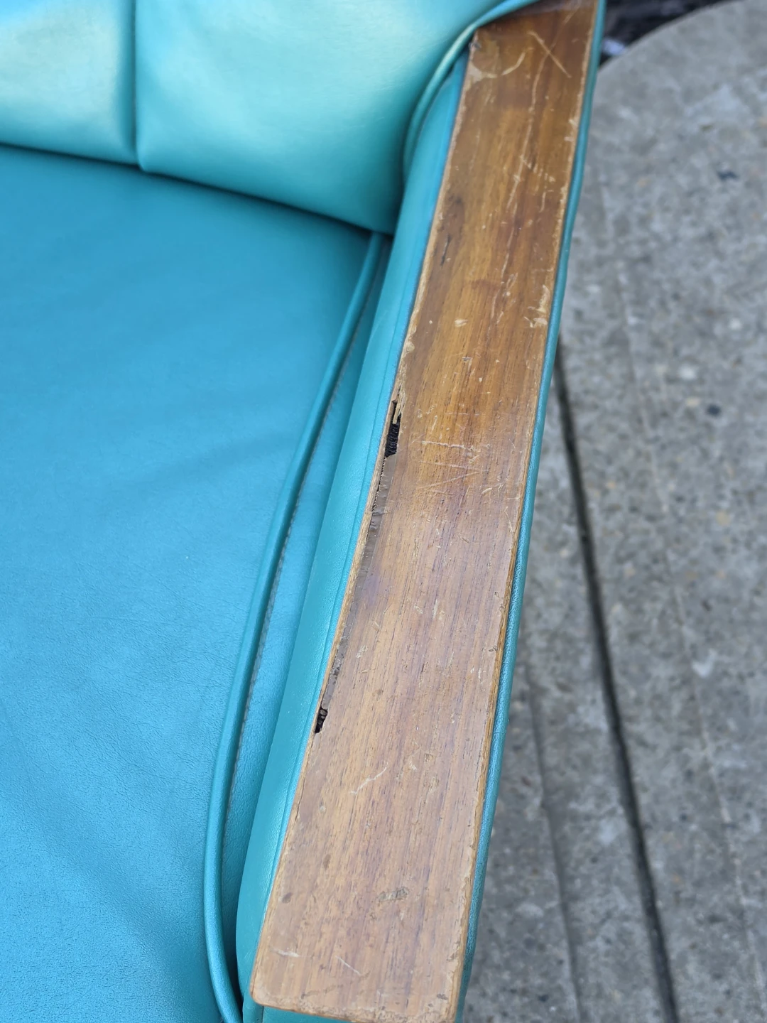 Vintage Mid-Century Modern Teal Tufted Armchair - photo 4