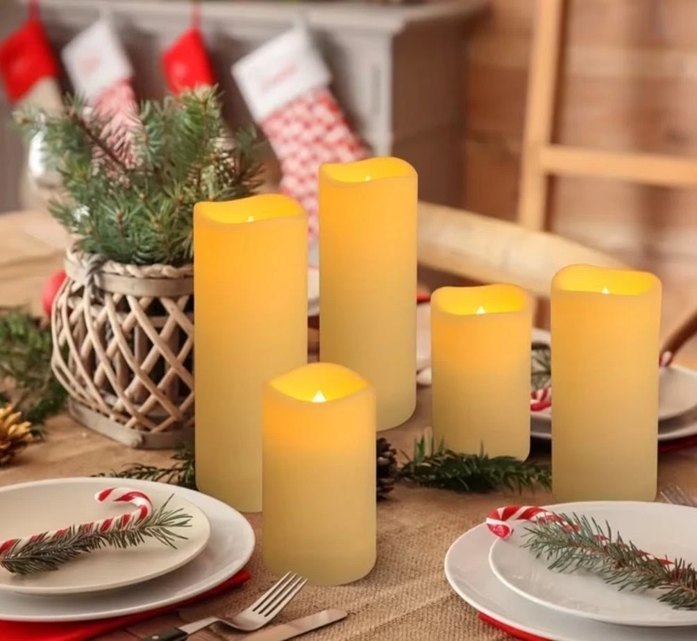 4  Ivory, 4 Sized,  LED Flameless Pillar Candles With Remote - photo 4