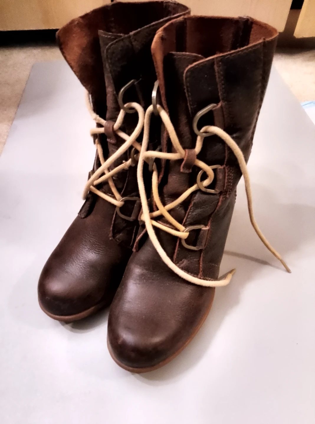 Sorel Women's Brown Lace-Up Wedge Boots
