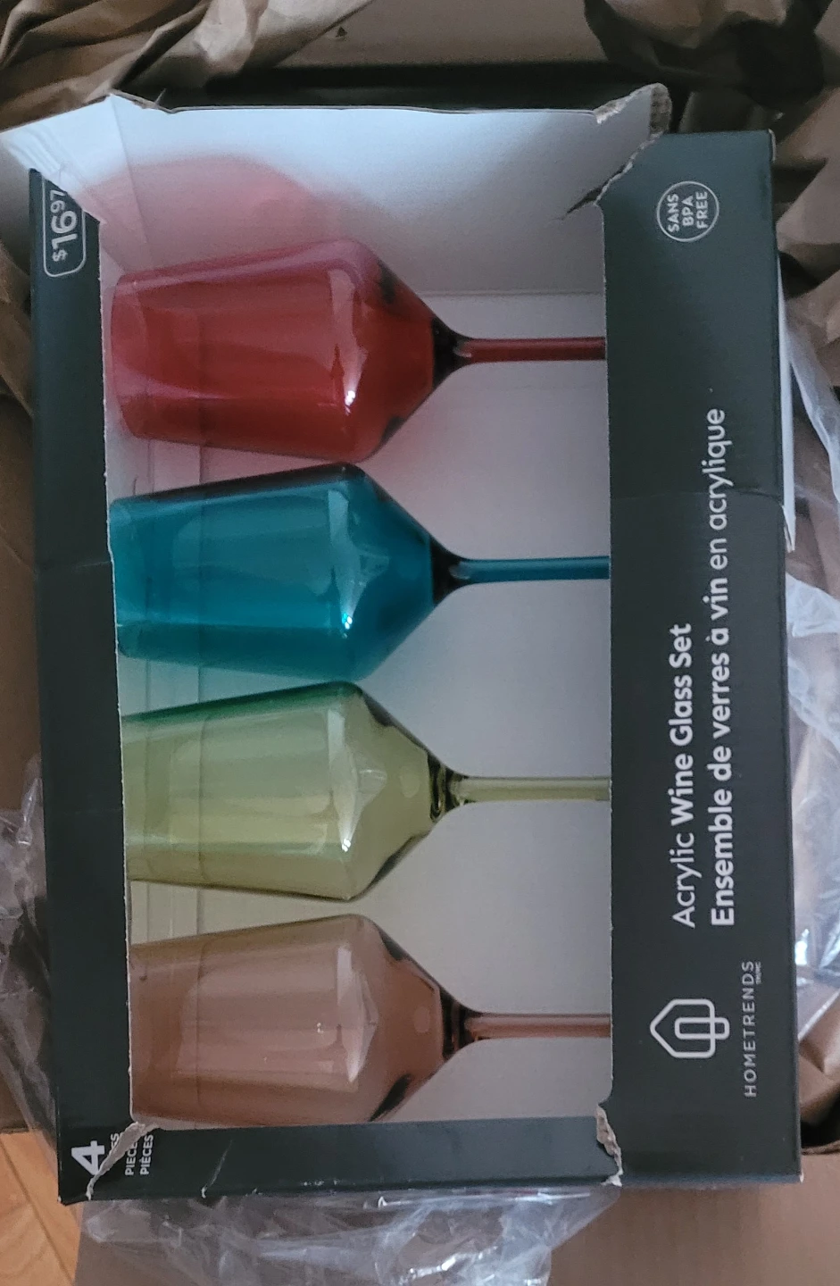 Hometrends Acrylic Wine Glass Set (4 Pieces)