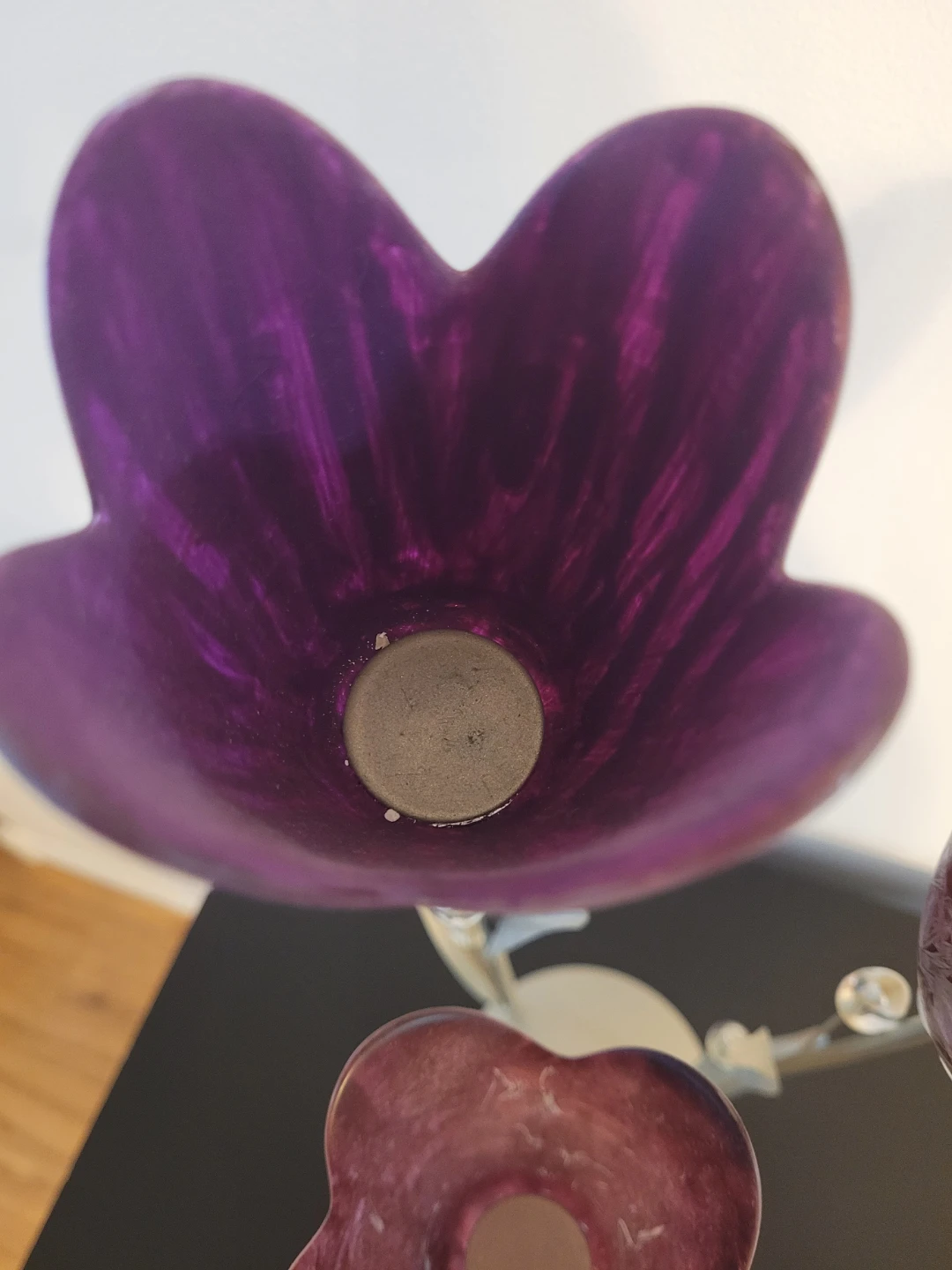 Purple glass flower tea light holder - photo 5