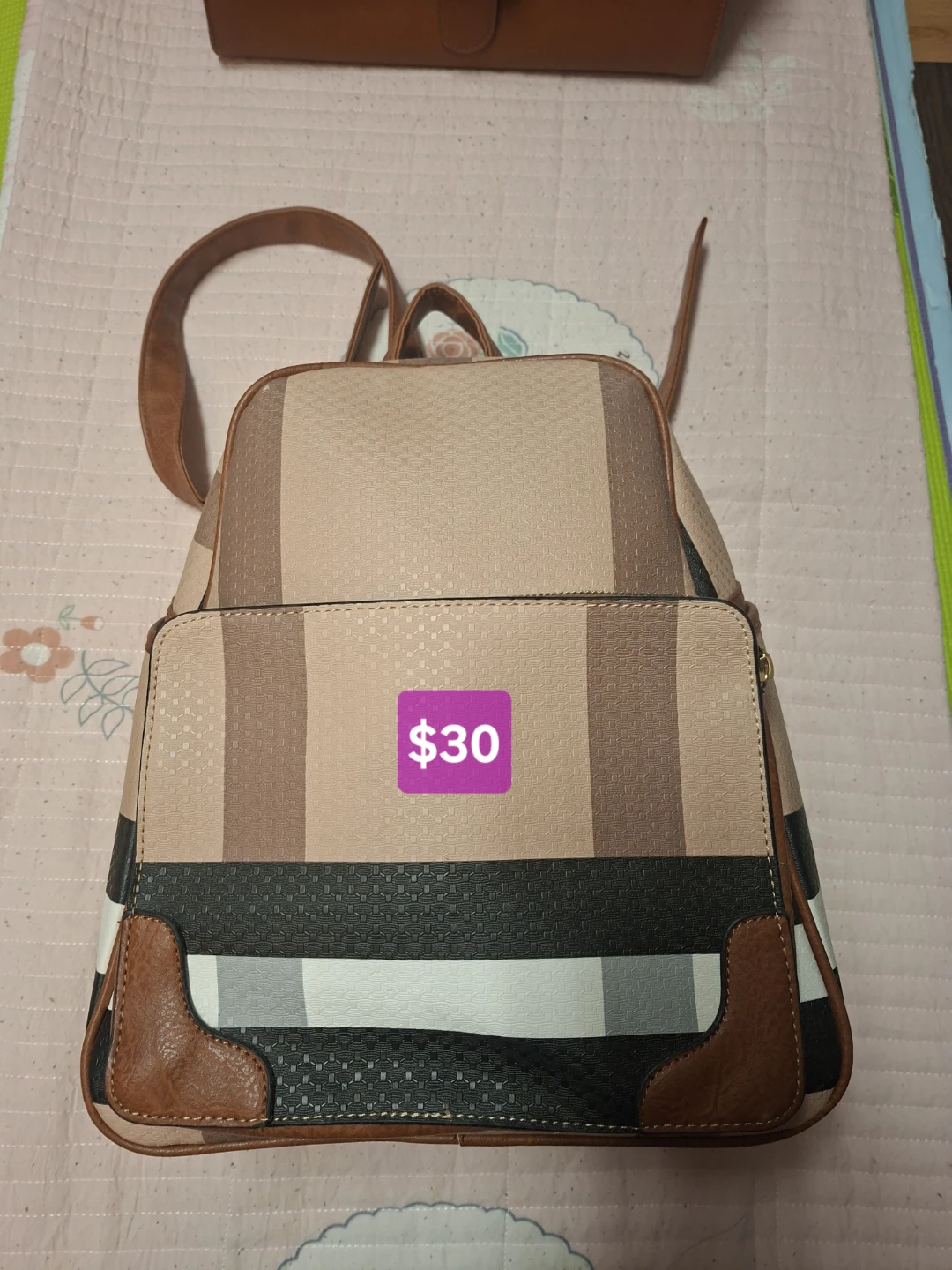 Plaid Pattern Mini Backpack - photo 2