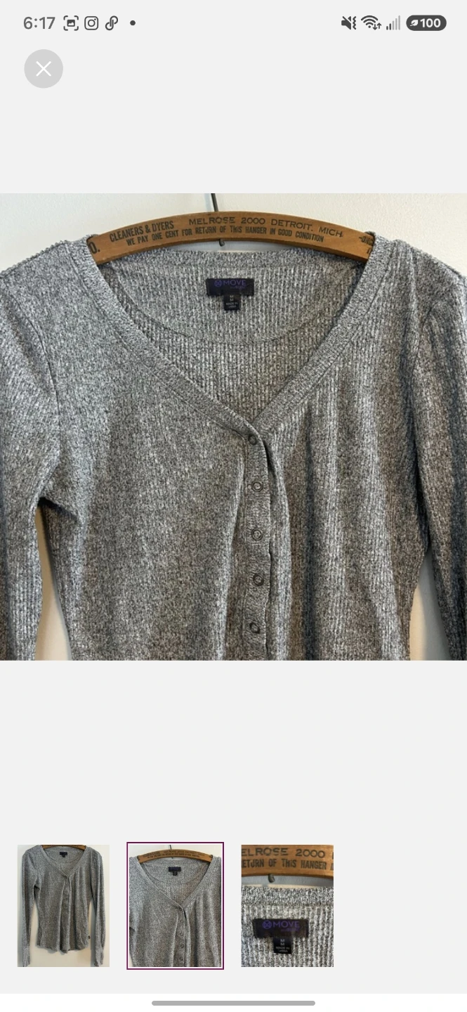 Move by Active Grey Button Up Long Sleeve Top - photo 2