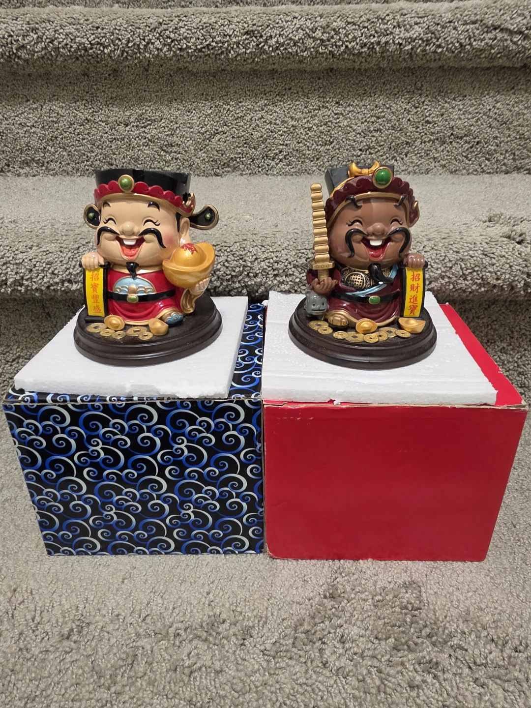 Set of two Chinese Fortune God figurines