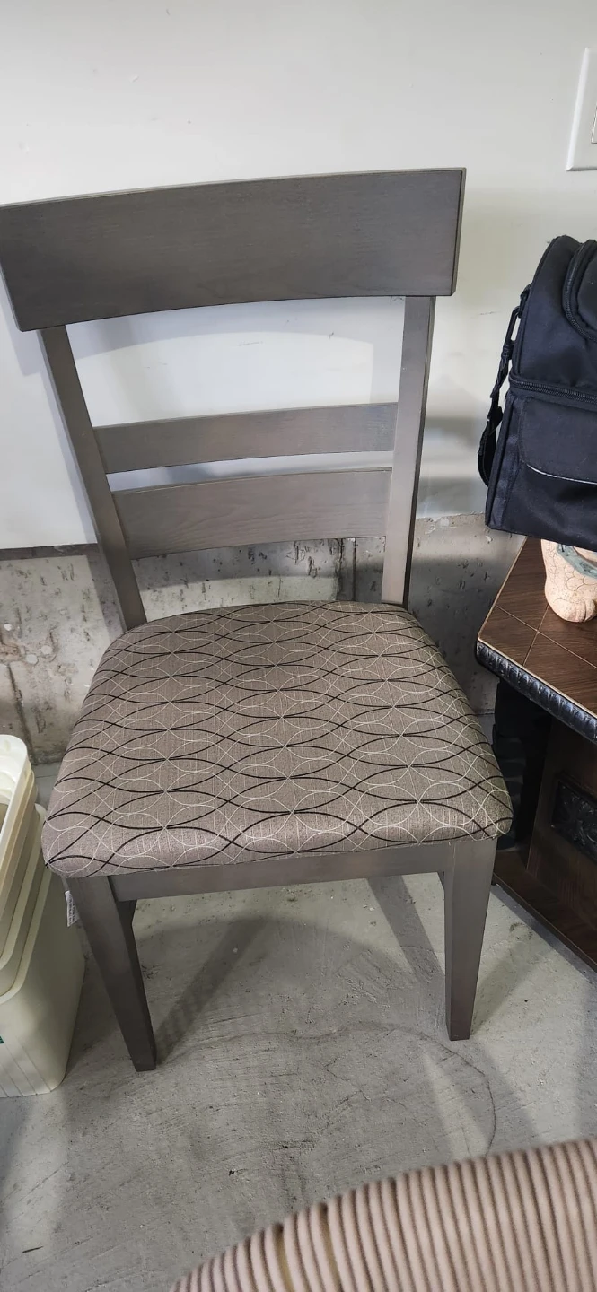 Grey Wooden Dining Chair with Patterned Seat