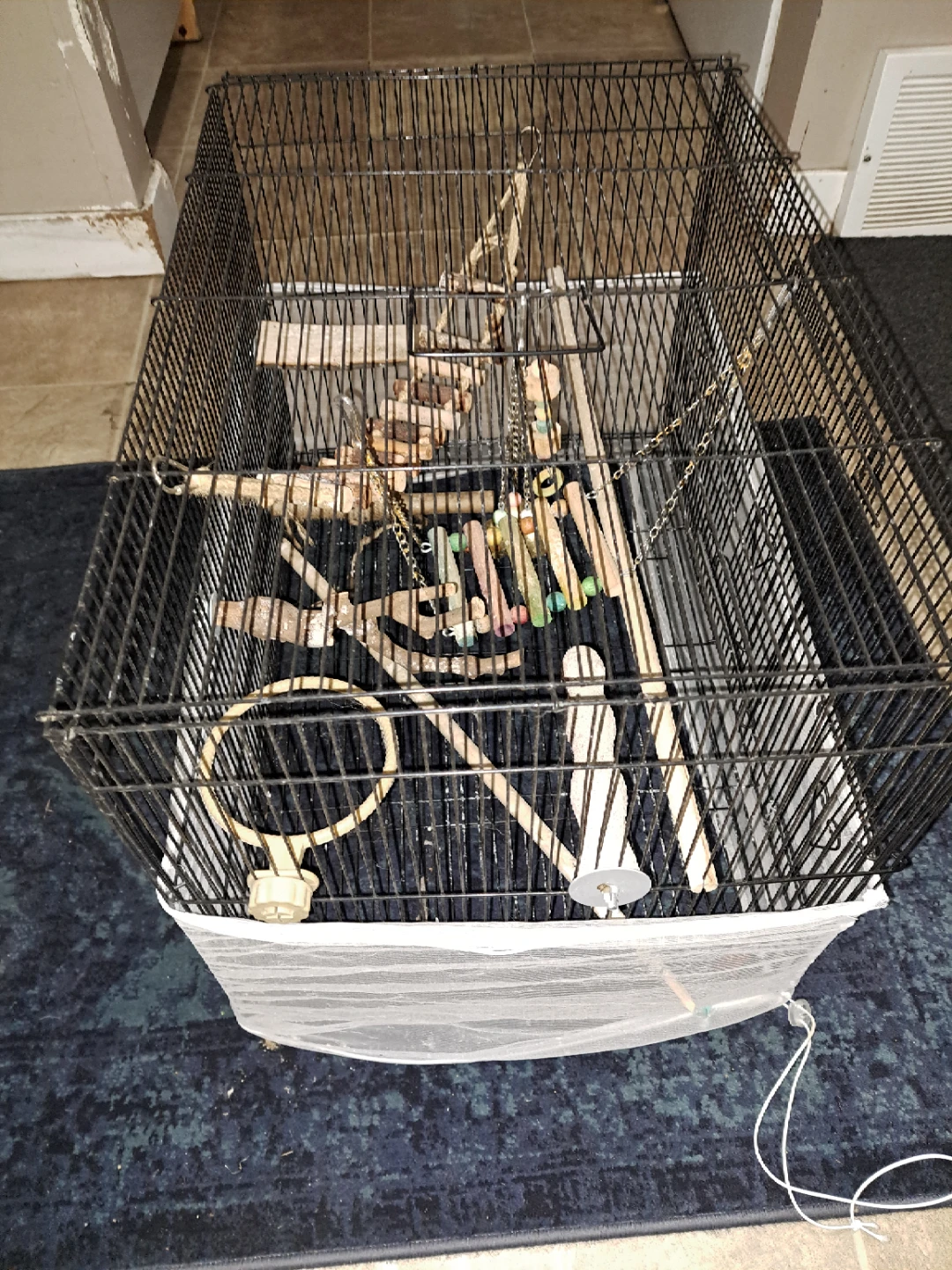 bird cage with perches and toys - photo 4