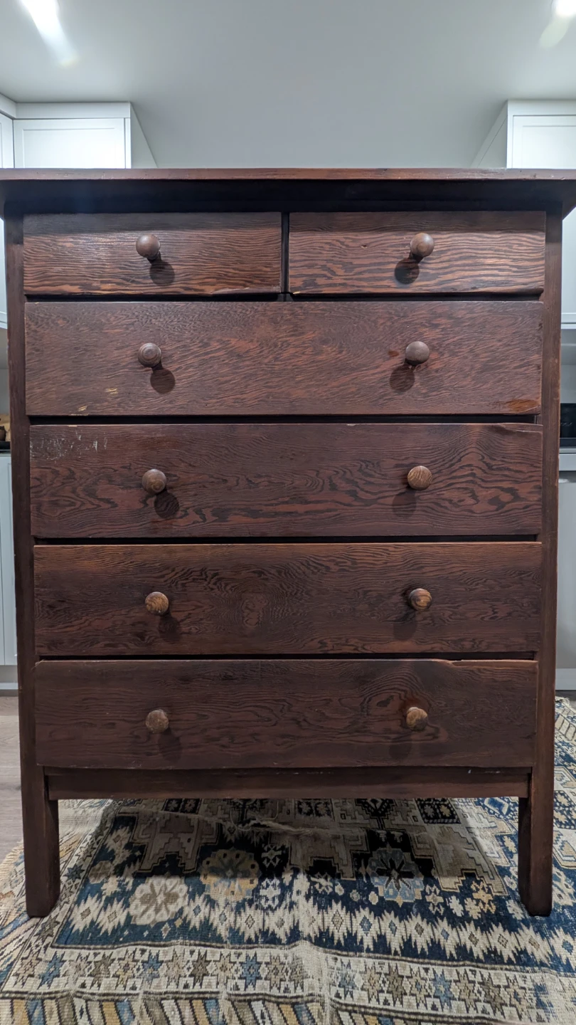 Vintage Solid Wood 6-Drawer Tallboy Dresser