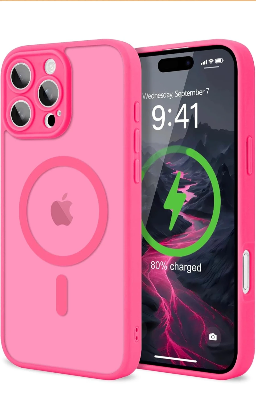 iPhone 16 Pro Max Case Magnetic Translucent Cover,Hot Pink