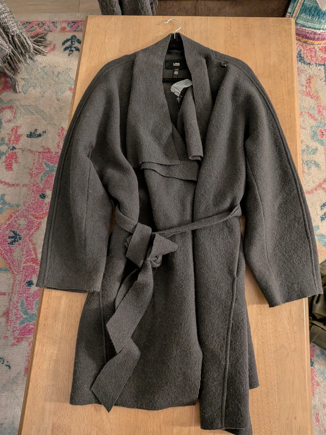 LINE Grey Wool-Blend Wrap Coat - photo 3