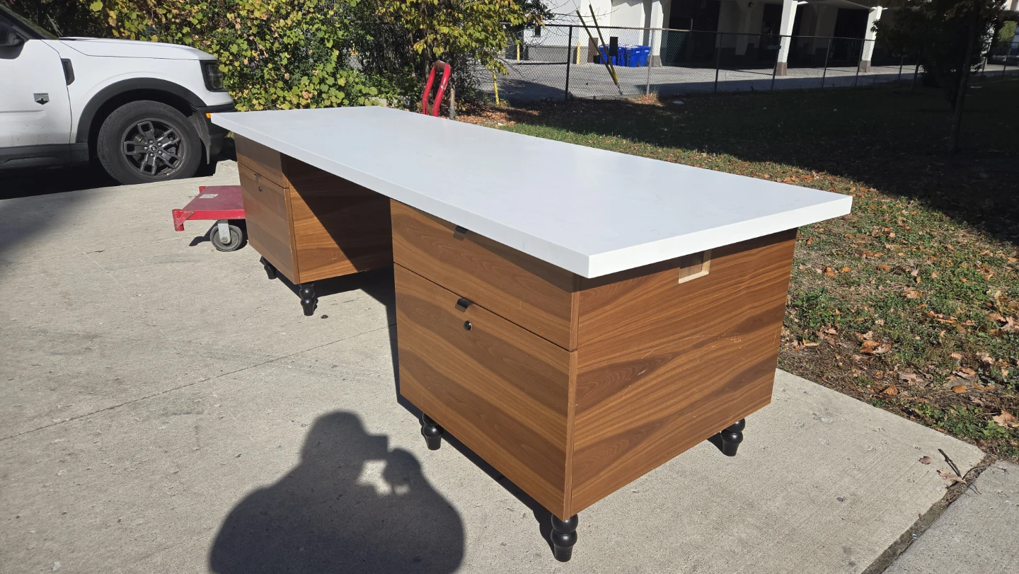 Large Wooden Desk with White Top - photo 2
