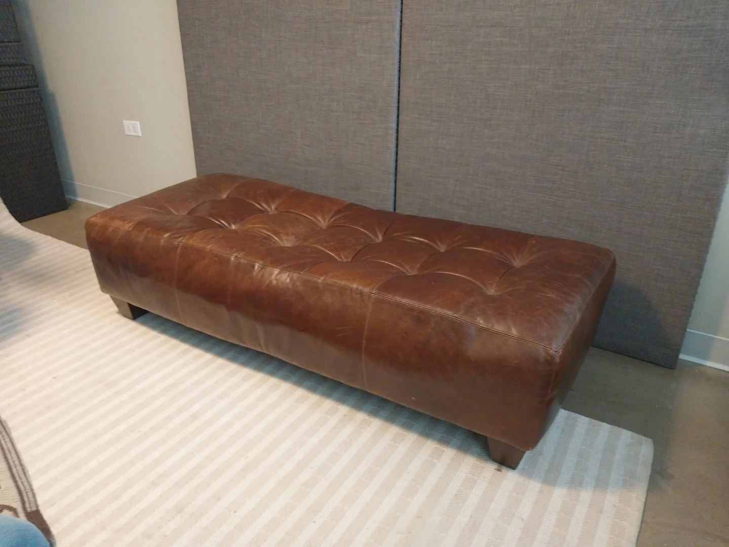 6-Ft Tufted Ottoman – Chestnut Brown Chesterfield Style - photo 2