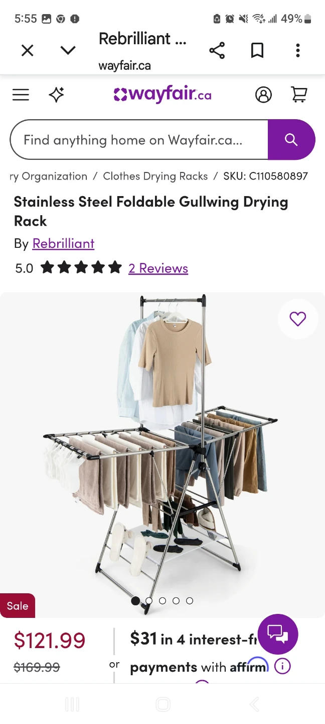 Rebrilliant Stainless Steel Foldable Gullwing Drying Rack - photo 5
