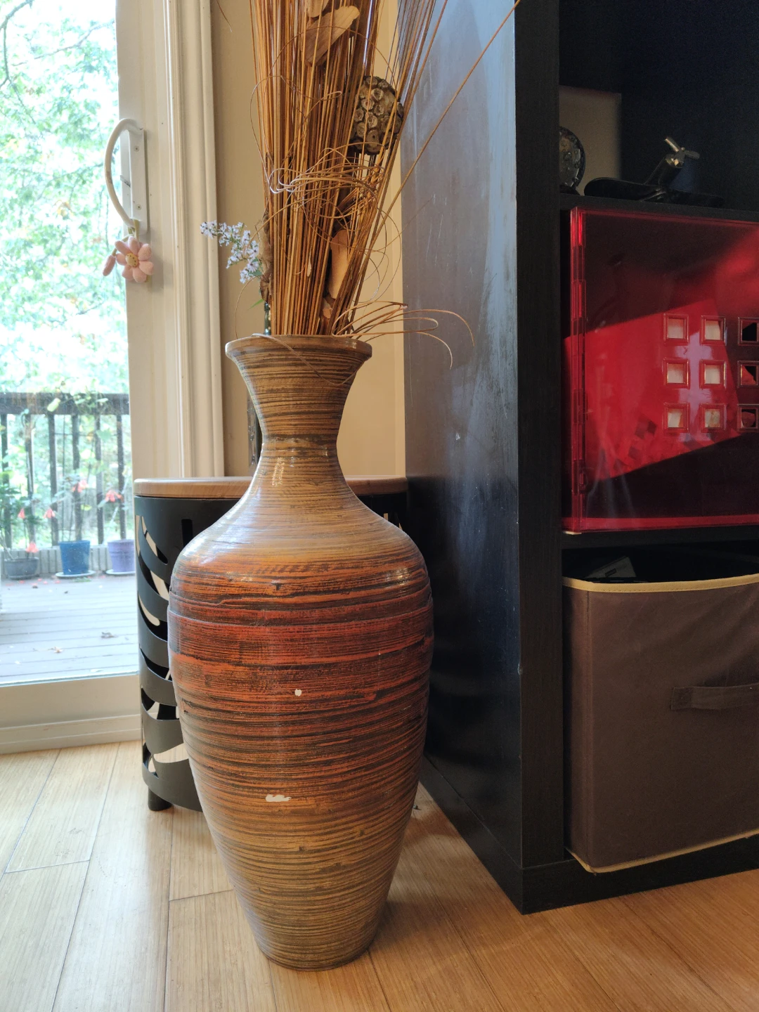 Tall Decorative Brown Resin Floor Vase
