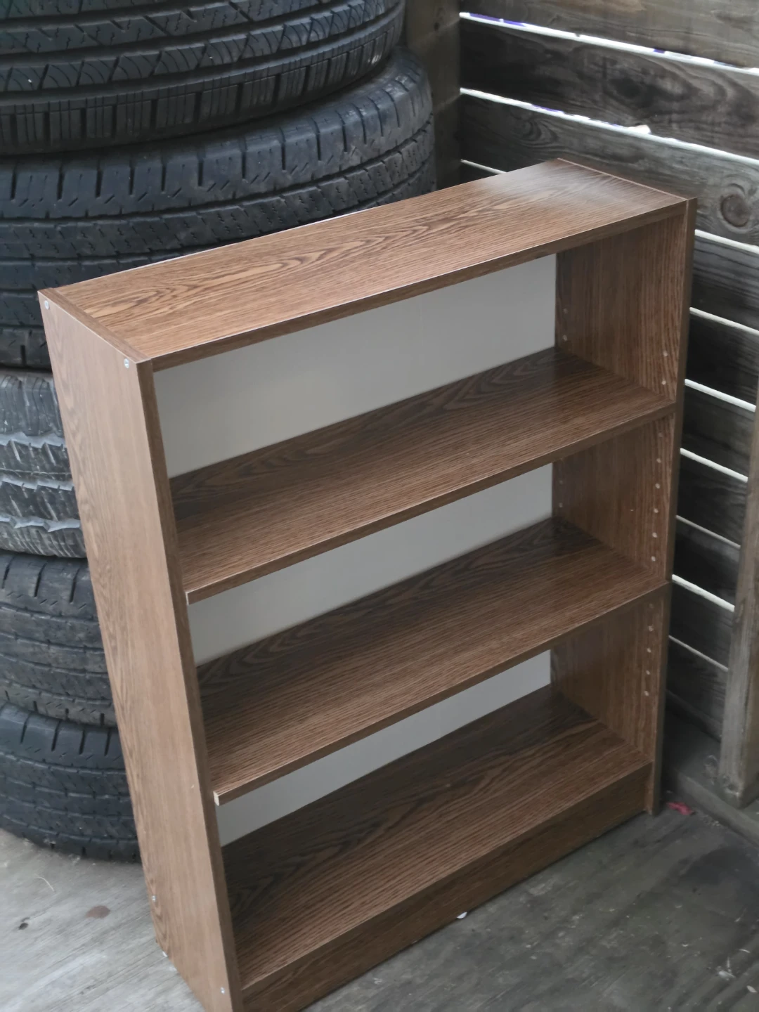 Three-Shelf Wood Grain Bookcase