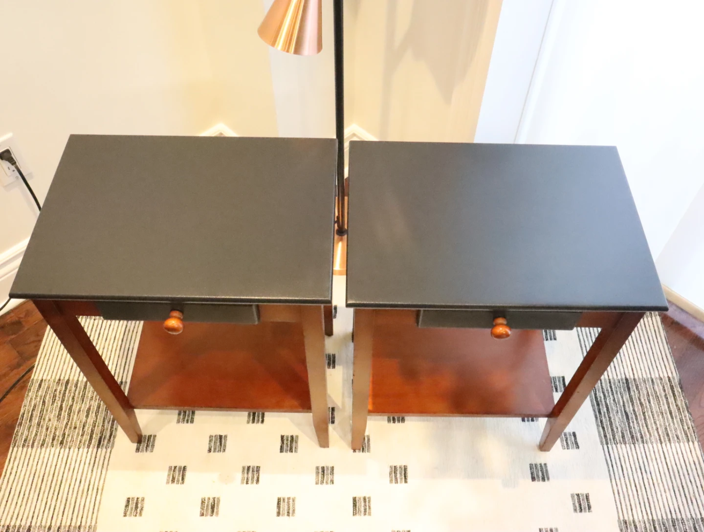 Pair of Black/Brown End Tables, Night Stand - photo 5