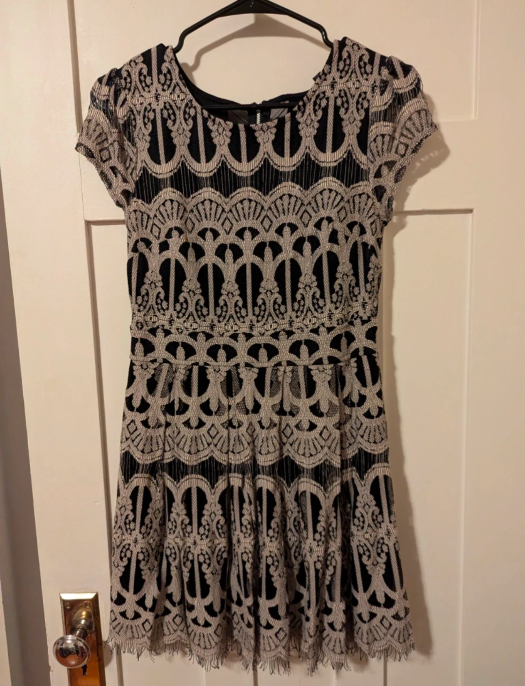 Black and Beige Lace Dress