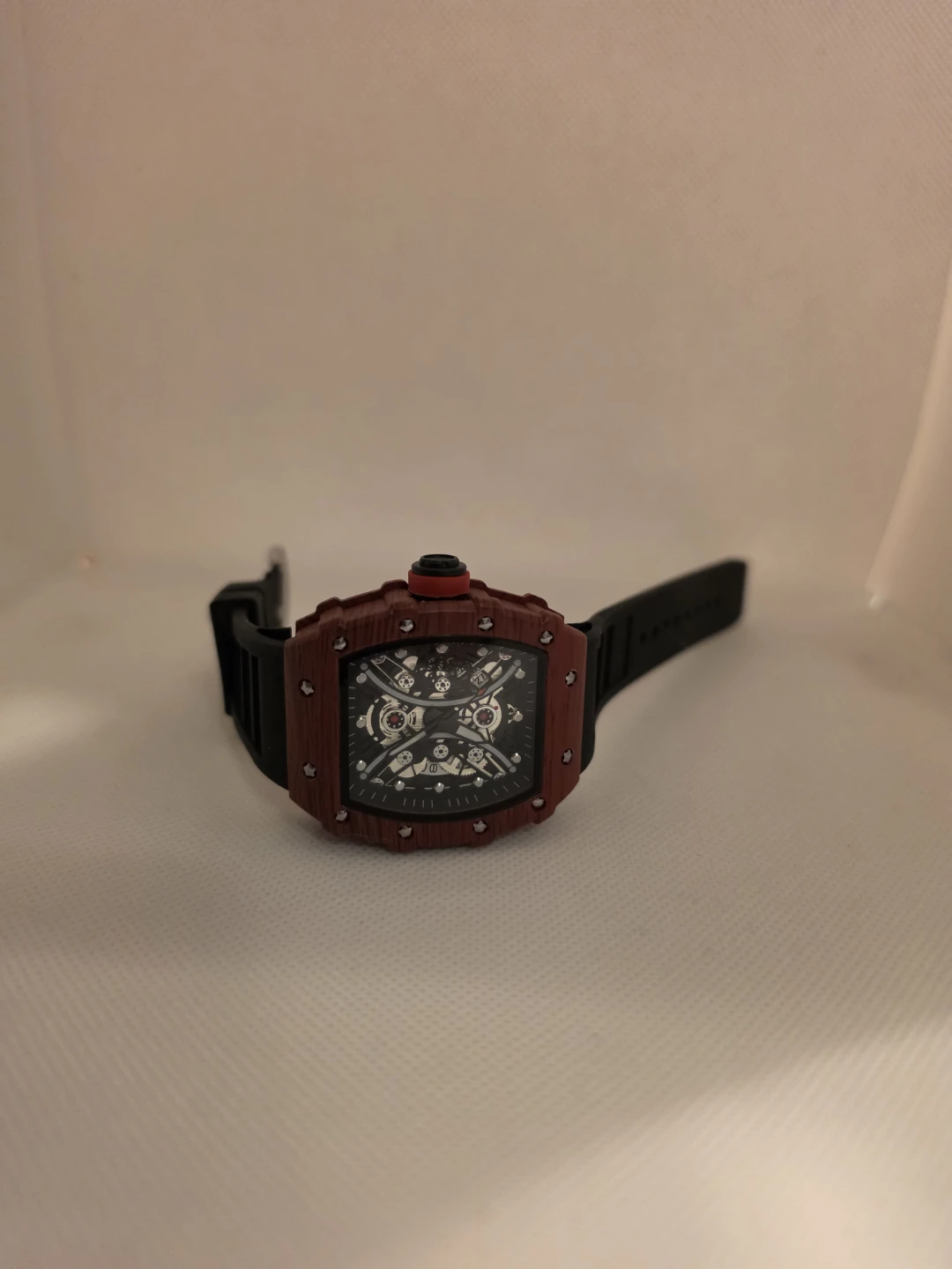 Red Strap With Black Case RM Style Skeleton Watch - photo 3