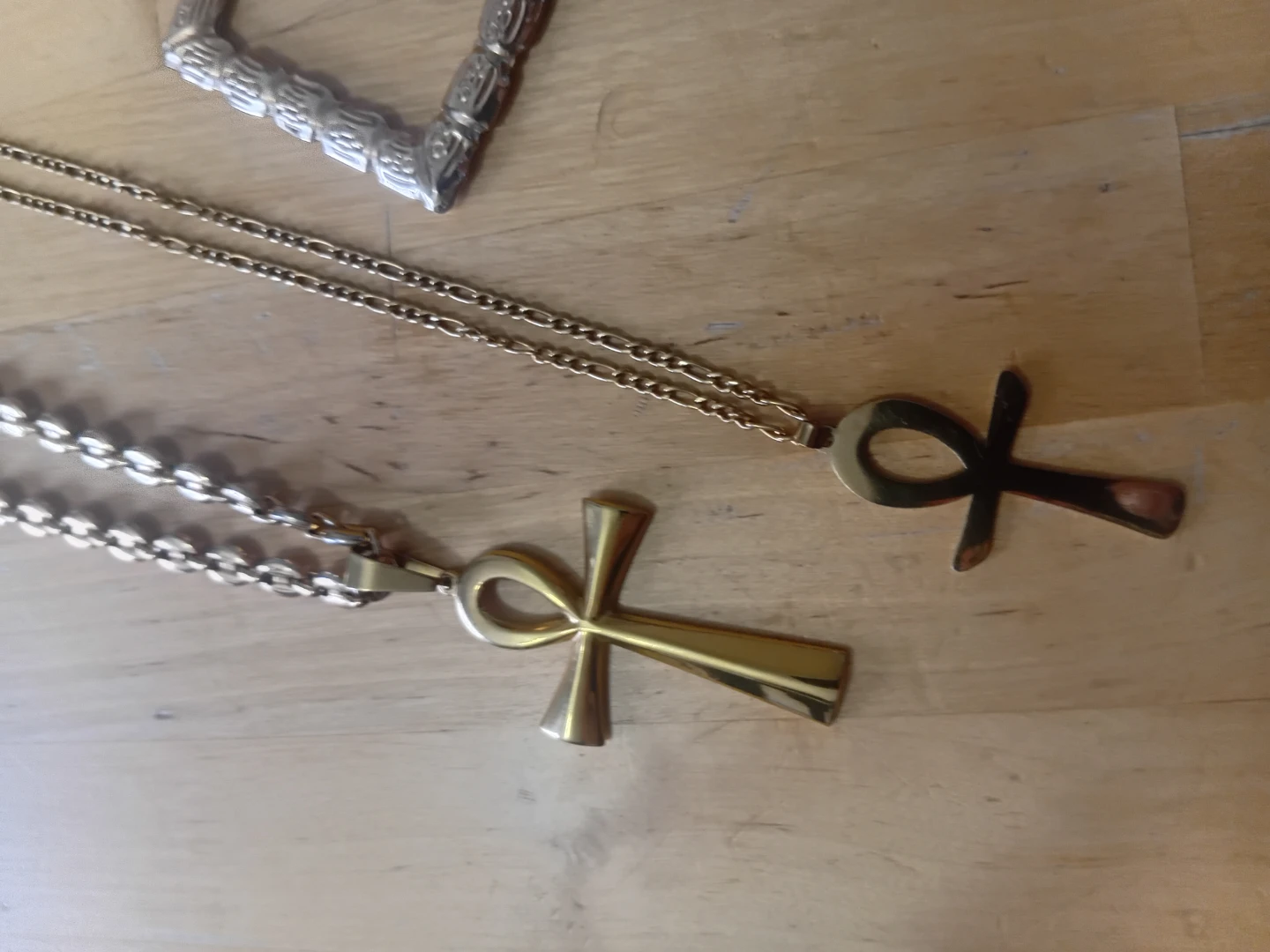 Set of Two Ankh Necklaces and Rectangle Earrings - photo 2