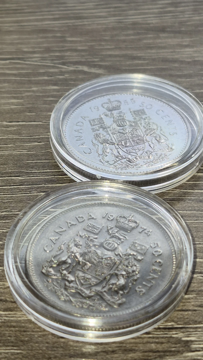 Two Vintage Canadian 50 Cent Coins