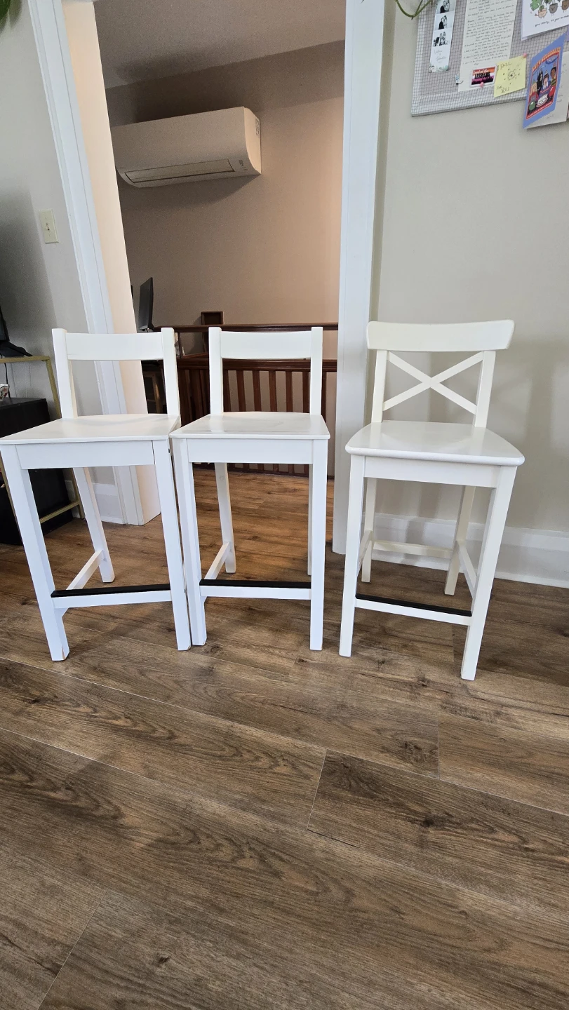 White tall ikea chairs