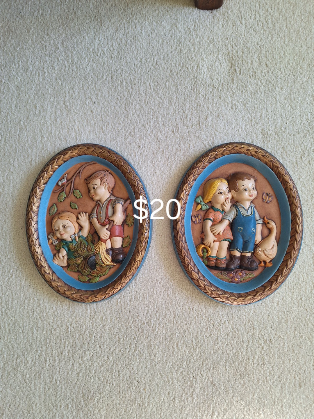 Hummel Style Wall Plaques - Set of 2