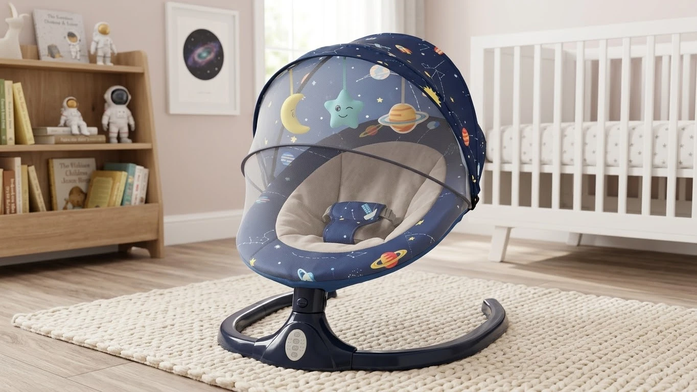 Space-themed baby rocker
