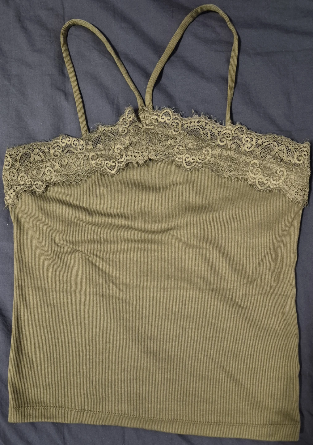 Gap Olive Green Ribbed Lace Cami - Size Medium - photo 3