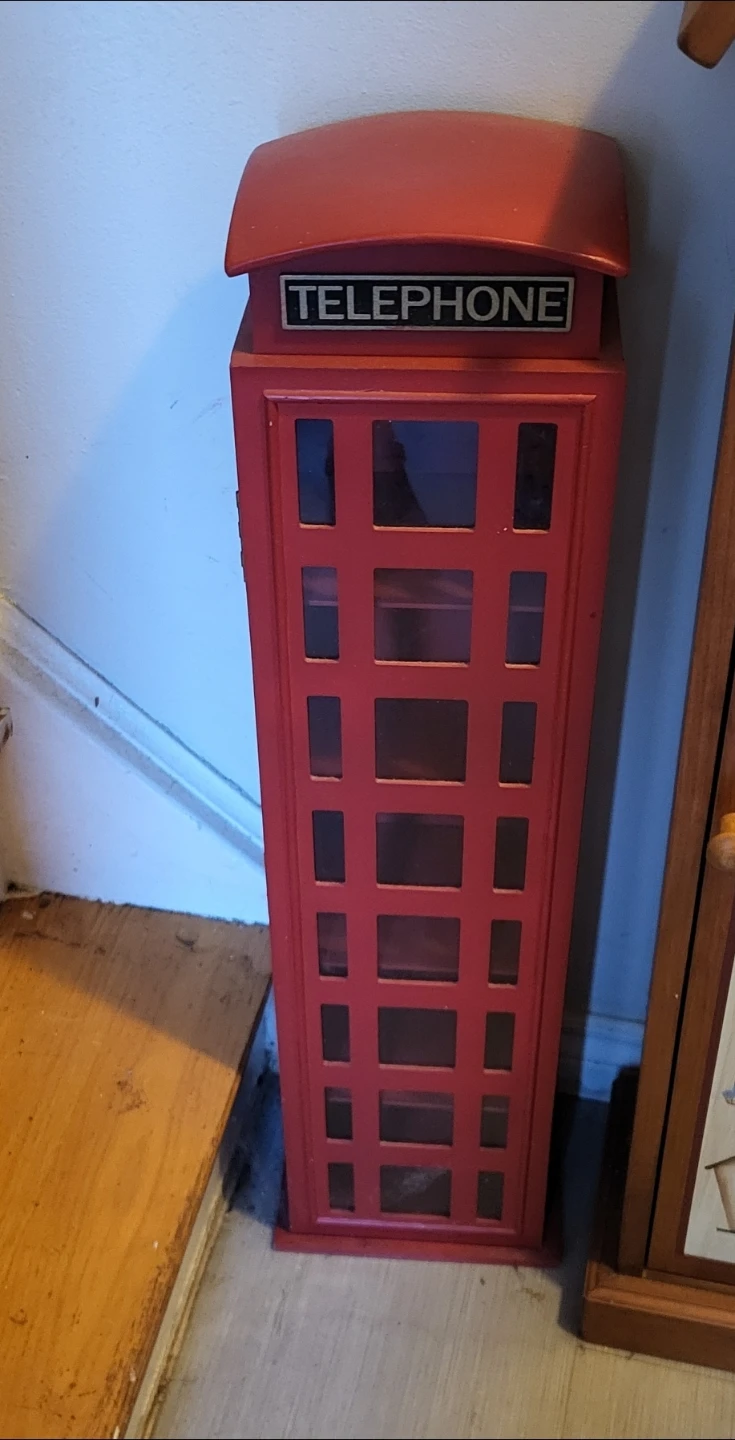Vntg Red Telephone Booth Cabinet