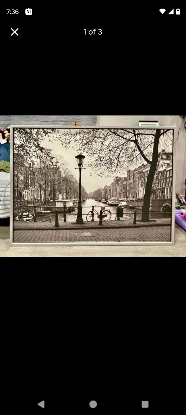 5x3 Feet Amsterdam Canal Framed Wall Art