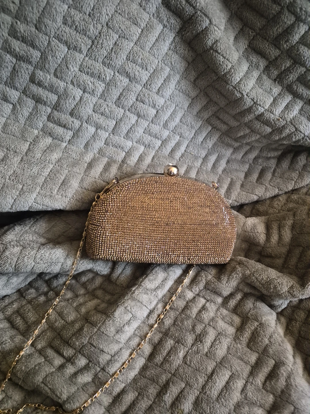 Gold Rhinestone Evening Clutch Bag
