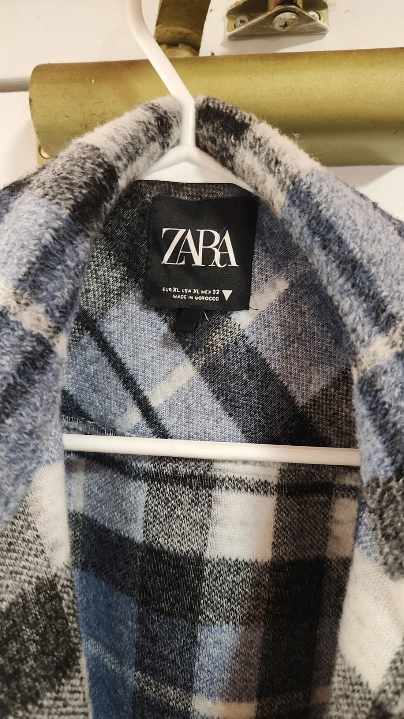 Zara Blue Plaid Shirt Jacket XL - photo 3