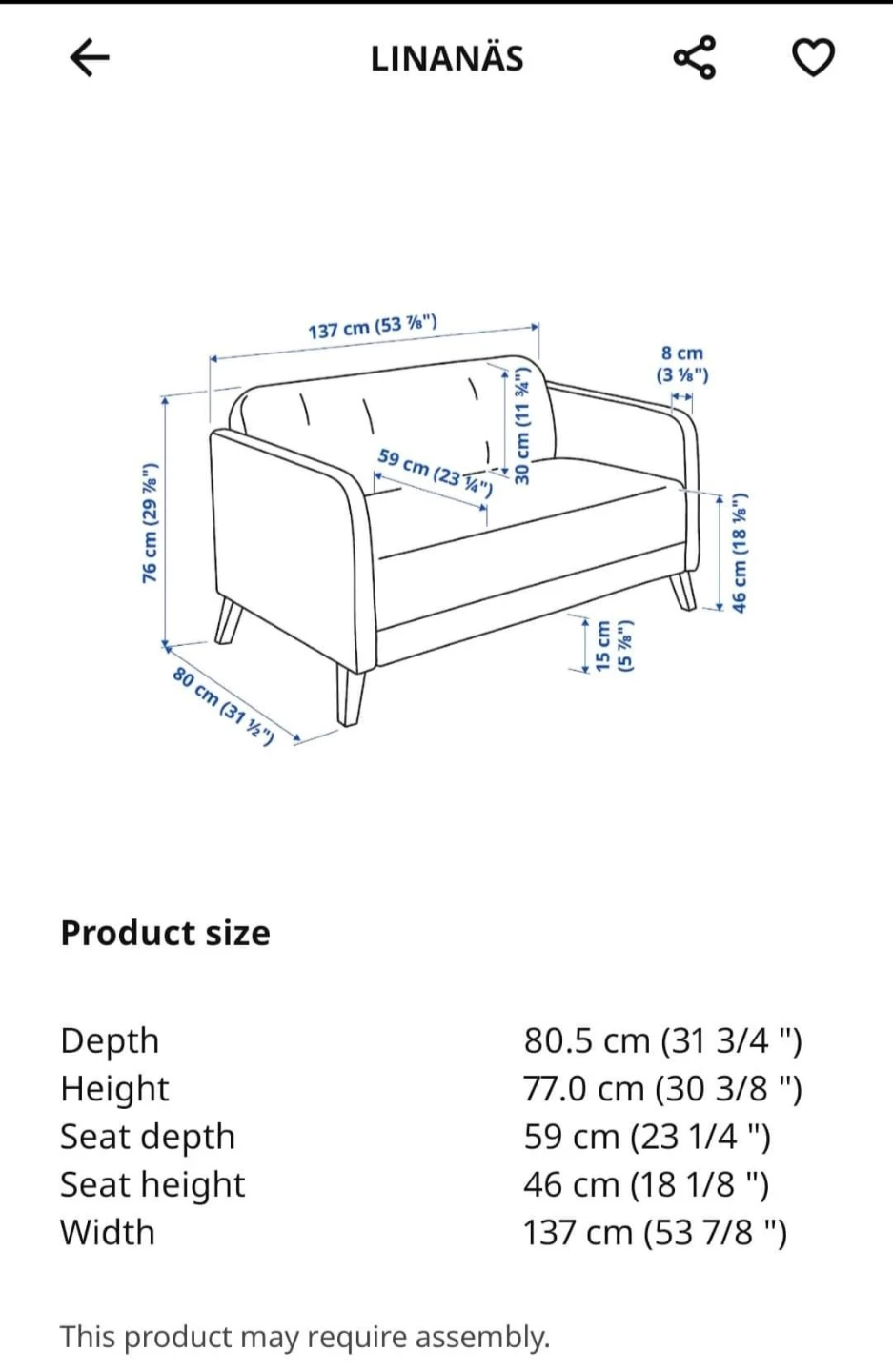 IKEA LINANÄS Loveseat, Dark Grey - photo 3