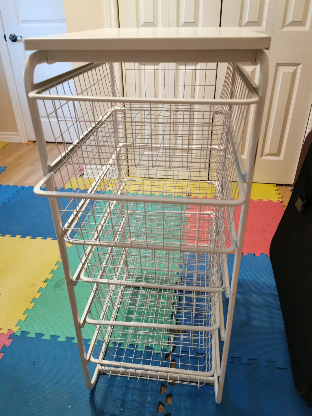 White Wire Storage Cart with Top Shelf