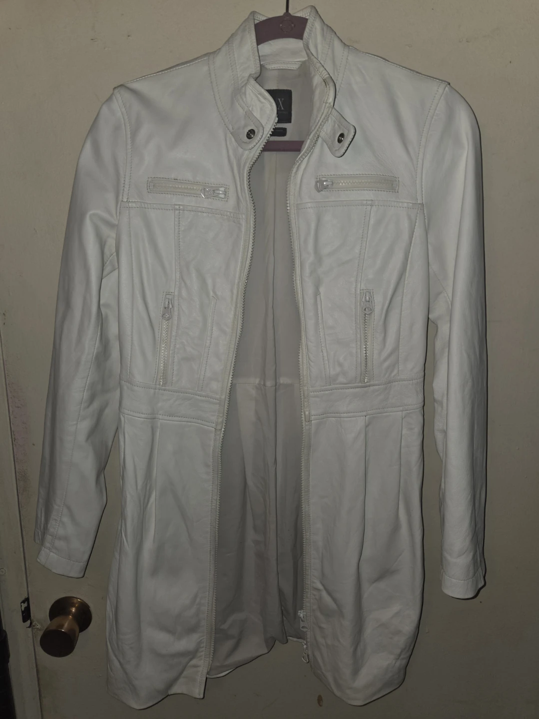 Armani Exchange White Motorcycle ¾ Trench Jacket in a Ladies S