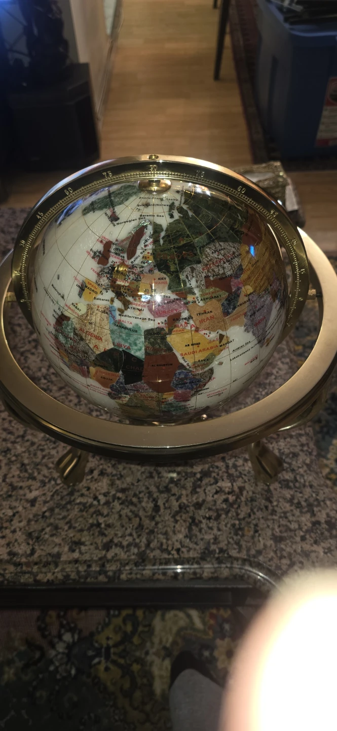 Semi-Precious Gemstone Tabletop Globe with Compass - photo 2