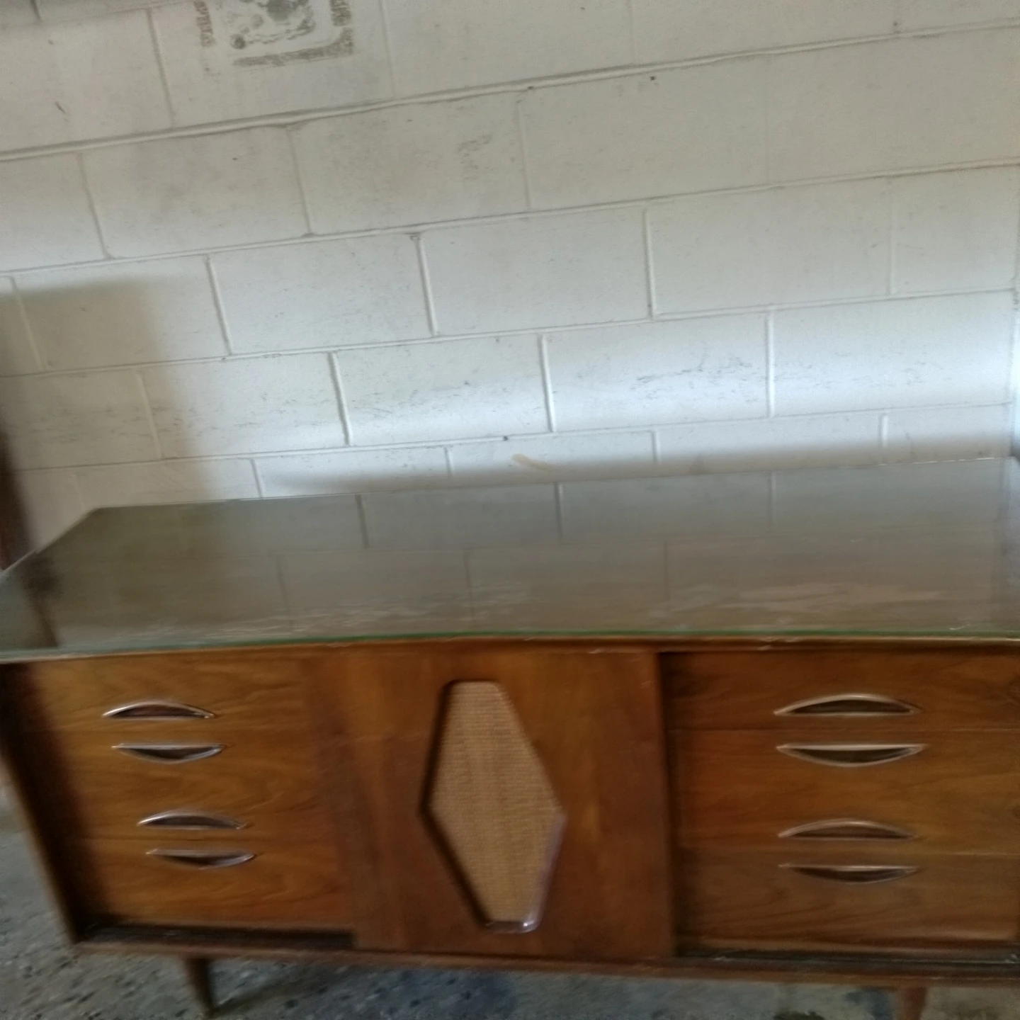 Mid century dresser solid wood glass top - photo 3